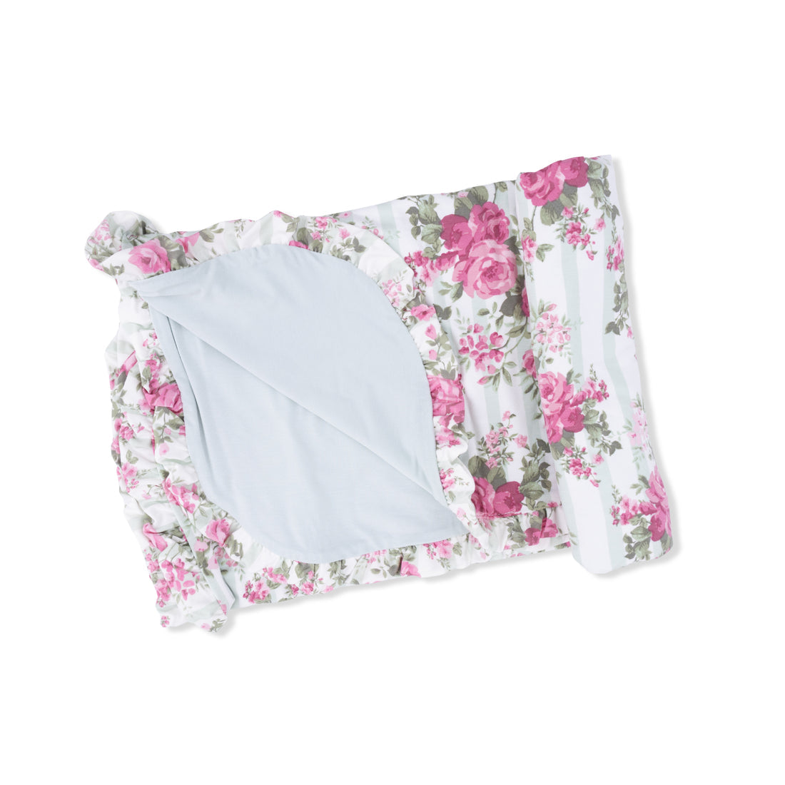 Ruffle Blanket - Cabbage Rose Stripe