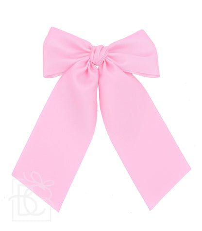 Opaque Satin Bow w/Tails on Alligator Clip