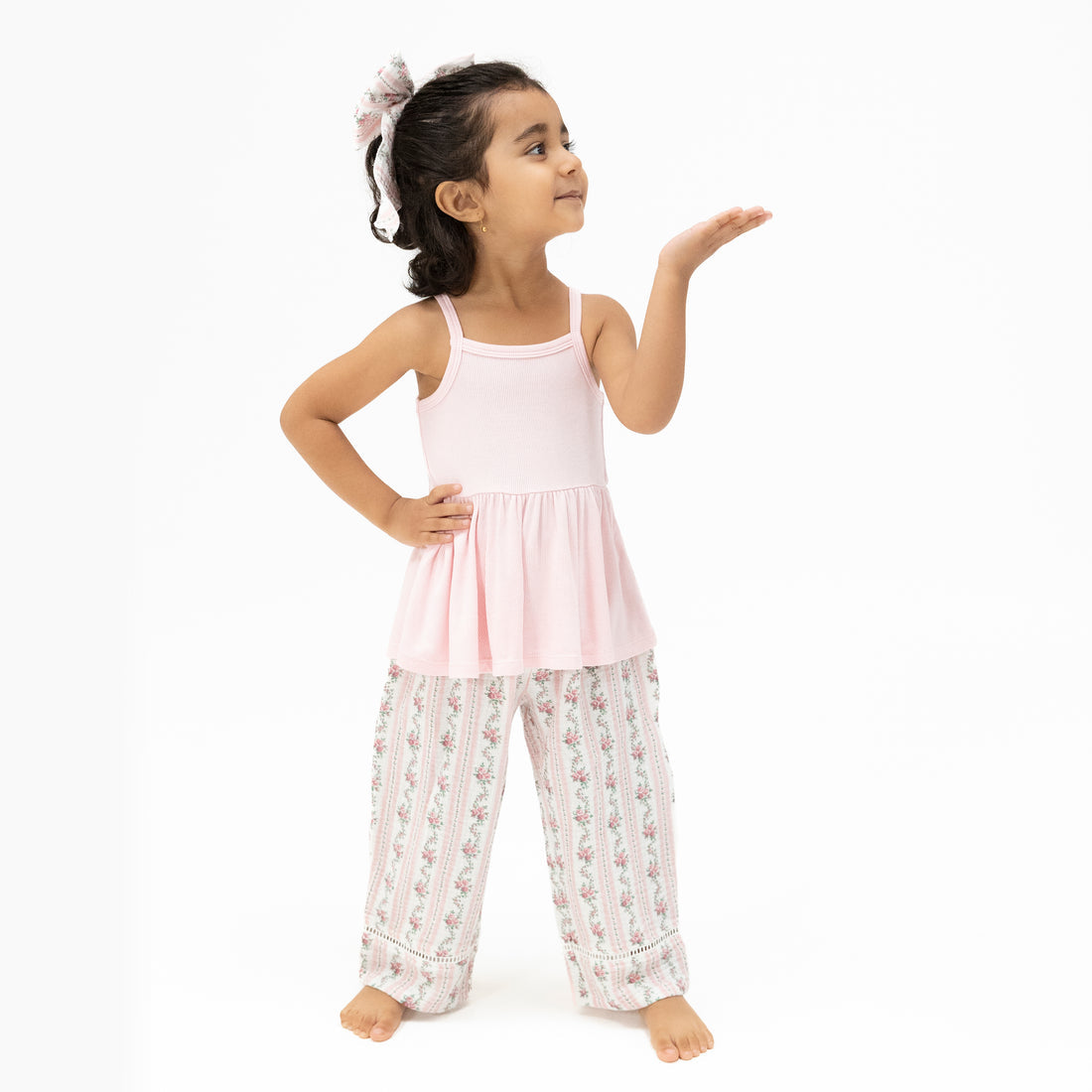 Peplum Tank and Smocked Waist Pants - Winding Roses Stripe
