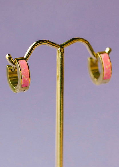 Neon Pink Opal Huggies