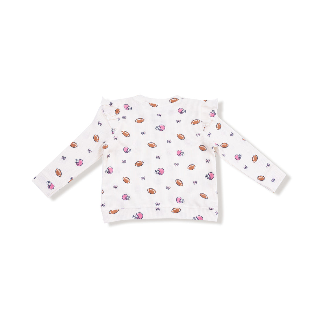 Footballs and Bows Waffle Ruffle Top and Flare Pant Set