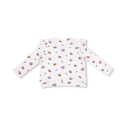 Footballs and Bows Waffle Ruffle Top and Flare Pant Set