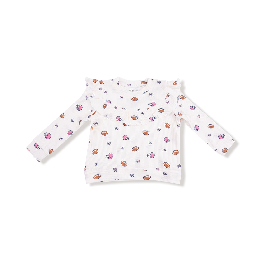 Footballs and Bows Waffle Ruffle Top and Flare Pant Set