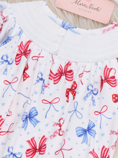 Patriotic Bow Delight Smocked Bubble Romper