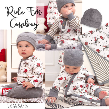 Baby Boy's Ride 'Em Cowboy Bamboo Zipper Romper