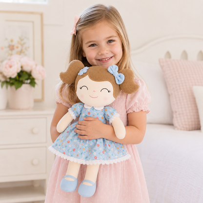 16" Blue Floral Keepsake Plush Doll