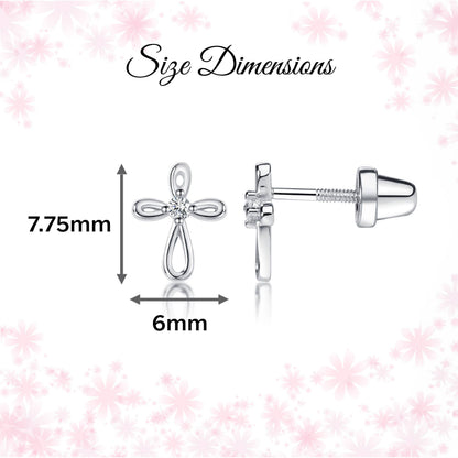 Sterling Silver Screw-Back Infinity Cross Earrings