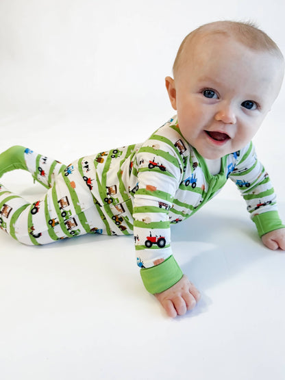 Farm Stripes Zip Pajamas