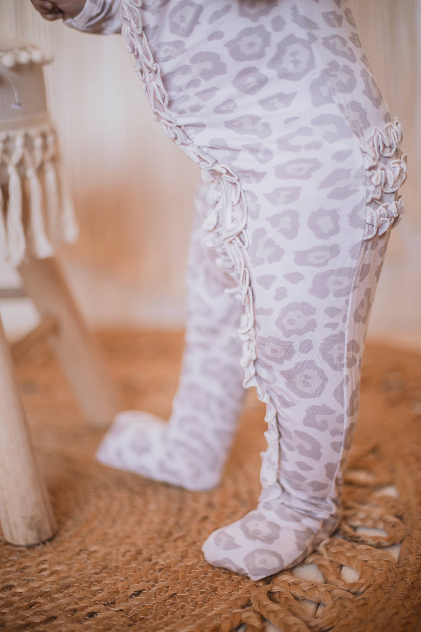 Natural Leopard | Convertible Two Way Zip Footie