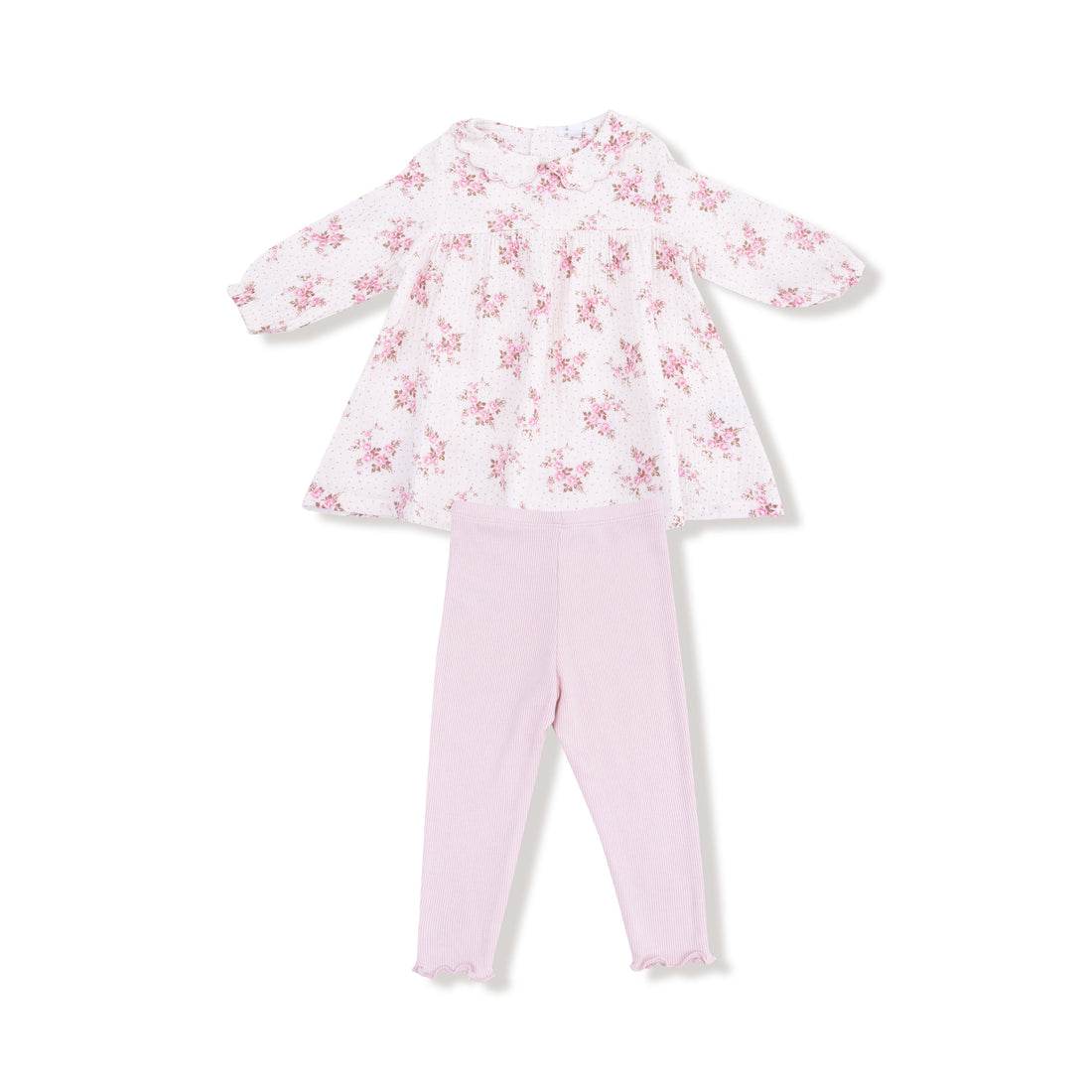 Petal Collar Dress & Legging Set - Belle Rosette Dot