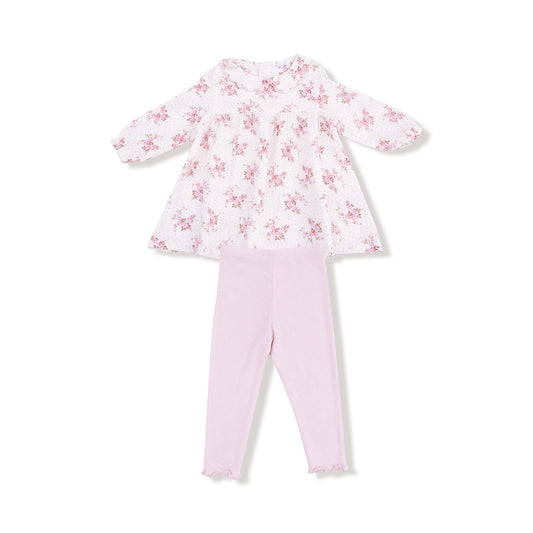Petal Collar Dress & Legging Set - Belle Rosette Dot