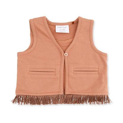 Solid Mocha Mousse - Western Fringe Vest