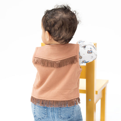 Solid Mocha Mousse - Western Fringe Vest
