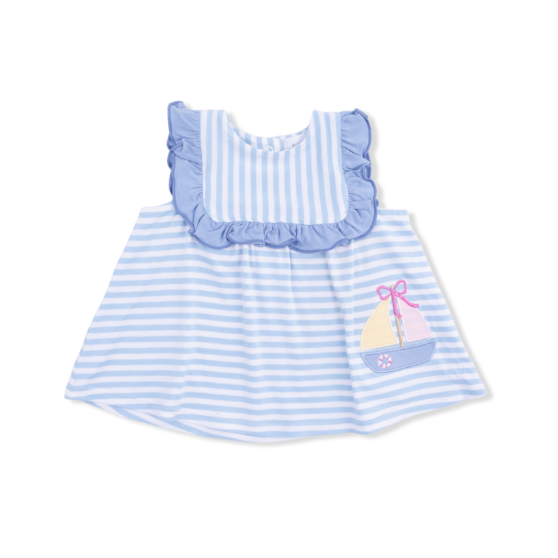 Ruffle Top and Bloomer - Bubbly Sailboat Stripe