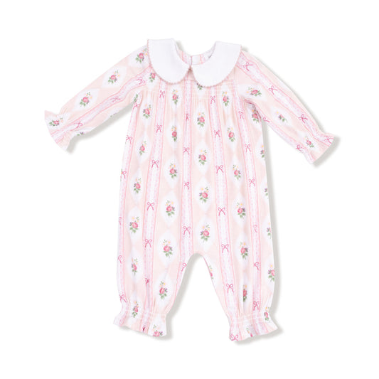 Smocked Romper with Peter Pan Collar