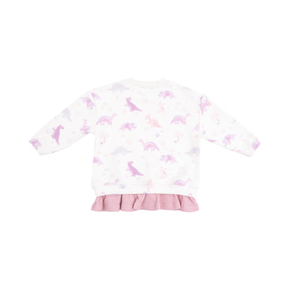Soft Dino Pull Over Sweatshirt with Ruffle and Flare Pant