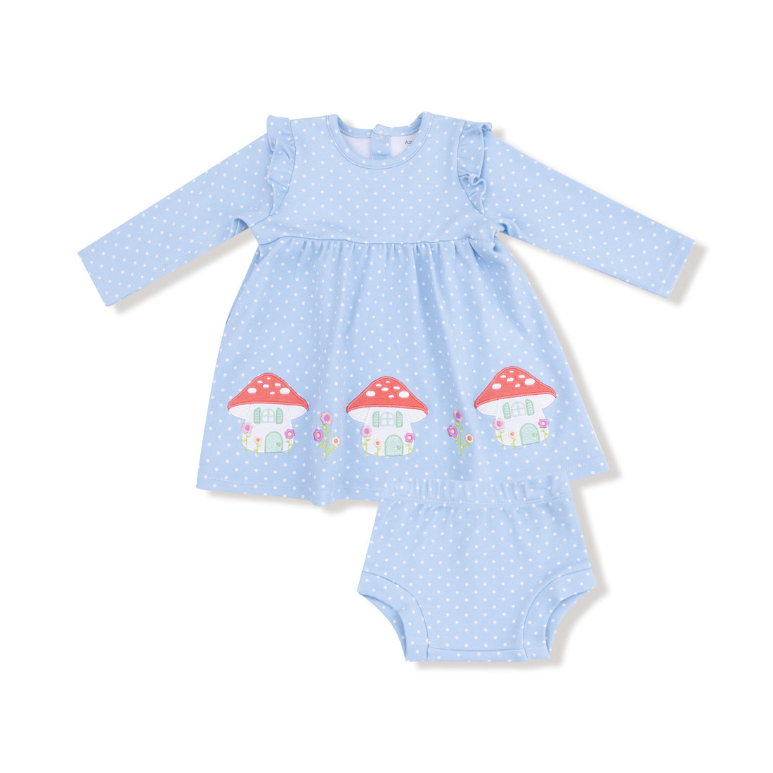Mushroom House Long Sleeve Dress with Bloomer