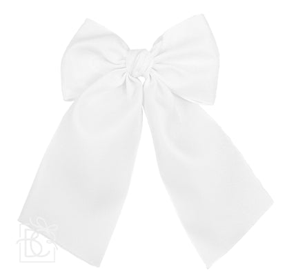 Opaque Satin Bow w/Tails on Alligator Clip