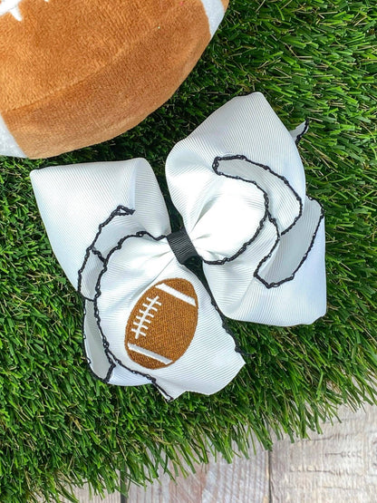Football Embroidered Moonstitch Hair Bow