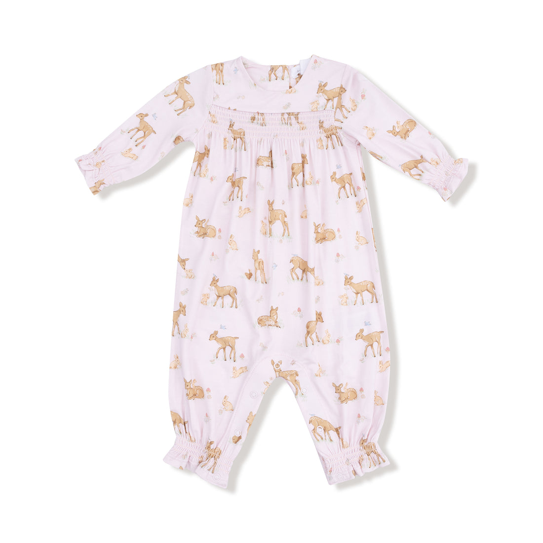 Smocked Long Sleeve Romper - Little Fawn