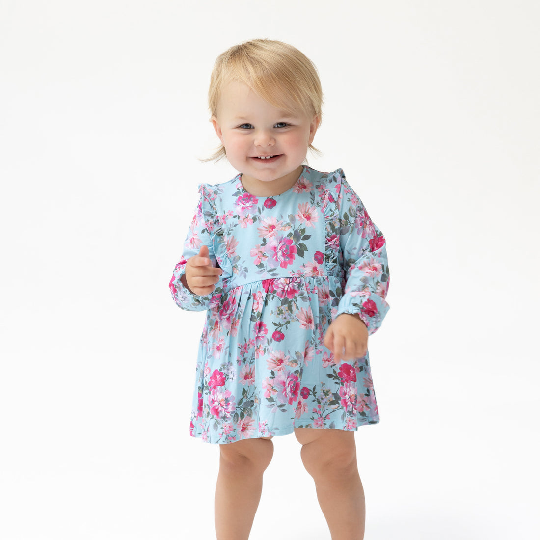 Ruffle Long Sleeve Bodysuit Dress - Charlotte Floral