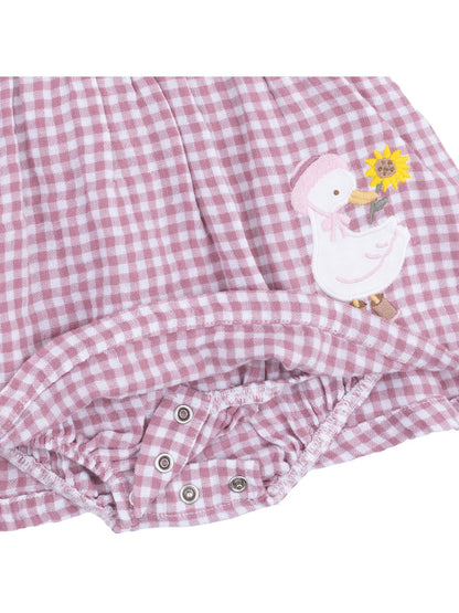 Berry Gingham - Long Sleeve Ruffle Bubble with Skirt