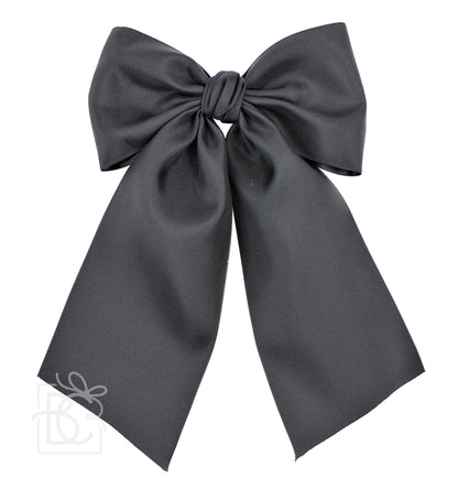 Opaque Satin Bow w/Tails on Alligator Clip