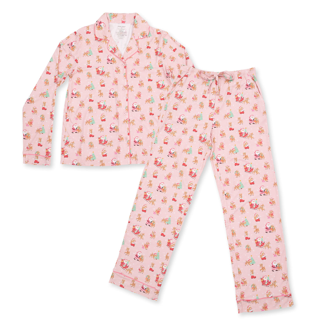 Vintage Reindeer & Santa Pink - Adult Pajamas