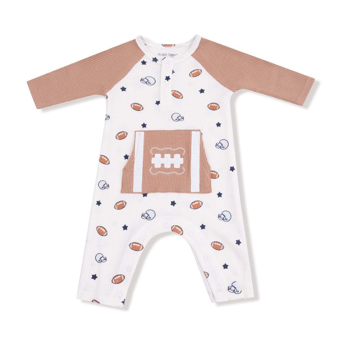 Footballs and Stars Romper with Pocket