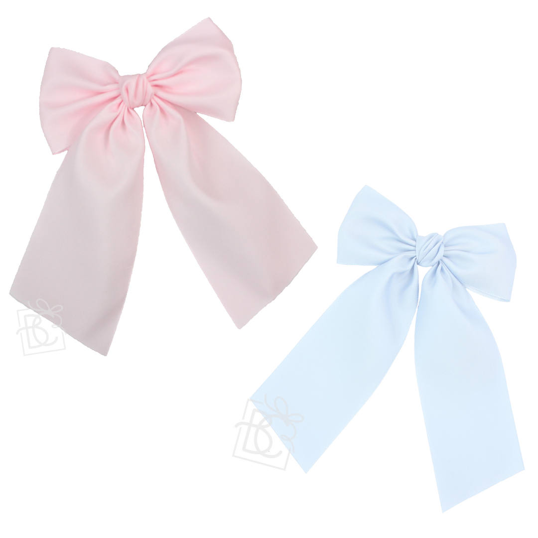 Opaque Satin Bow w/Tails on Alligator Clip