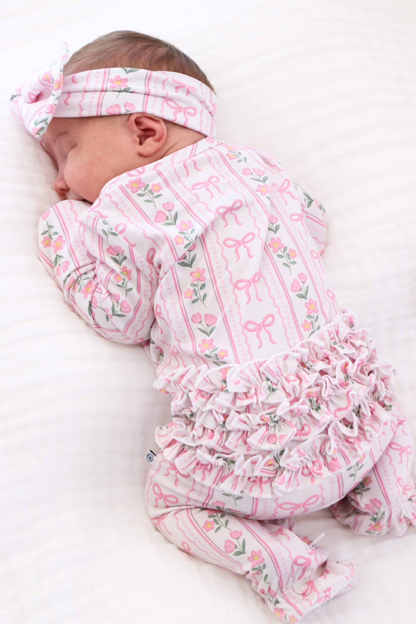 Ruffle Zipper Footie | Coquette Garden