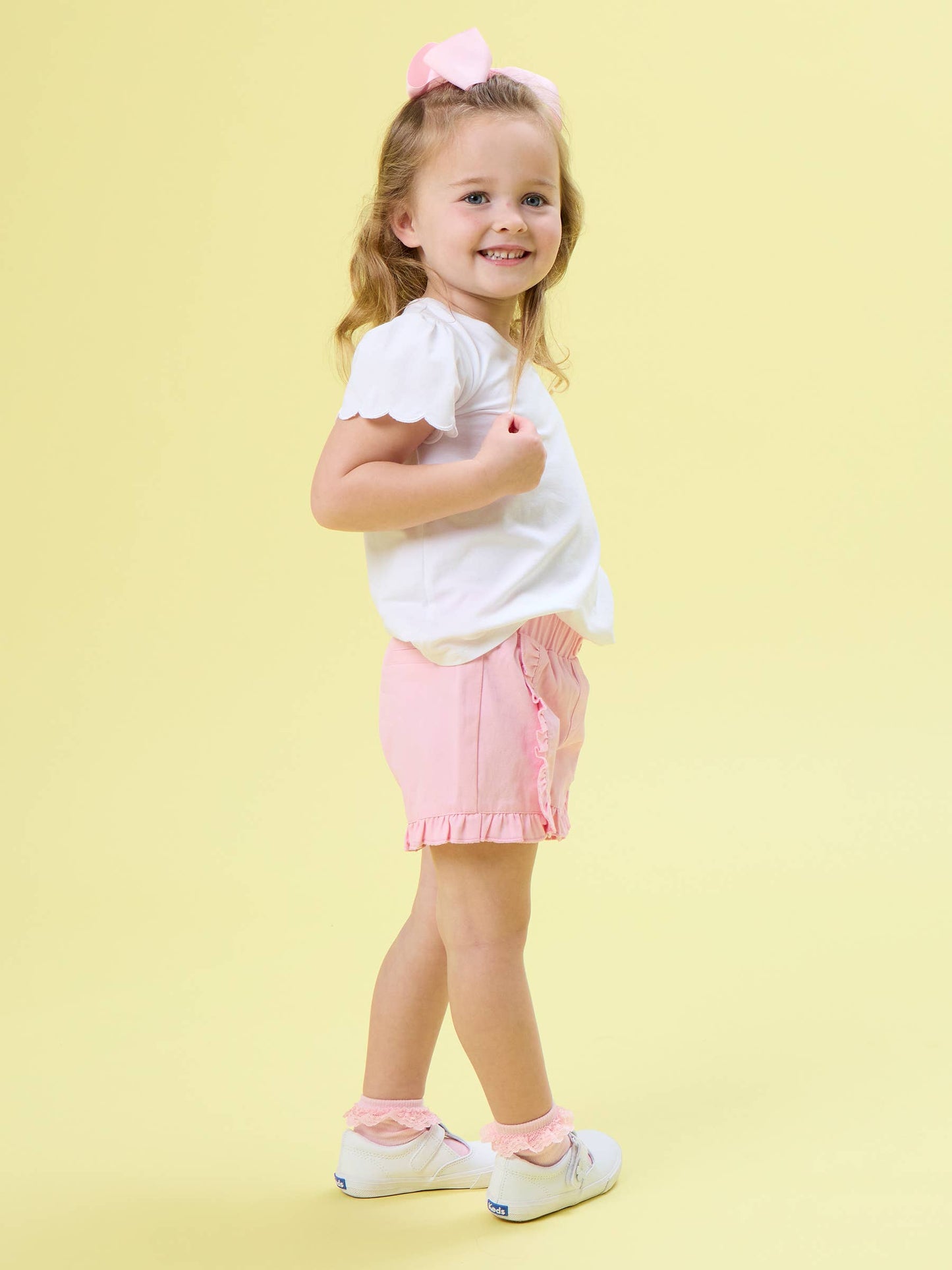 Toddler Girls Pink Ruffle Trim Woven Shorts