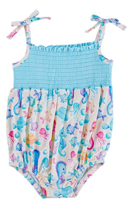 Coral Smocked Birdie Bubble