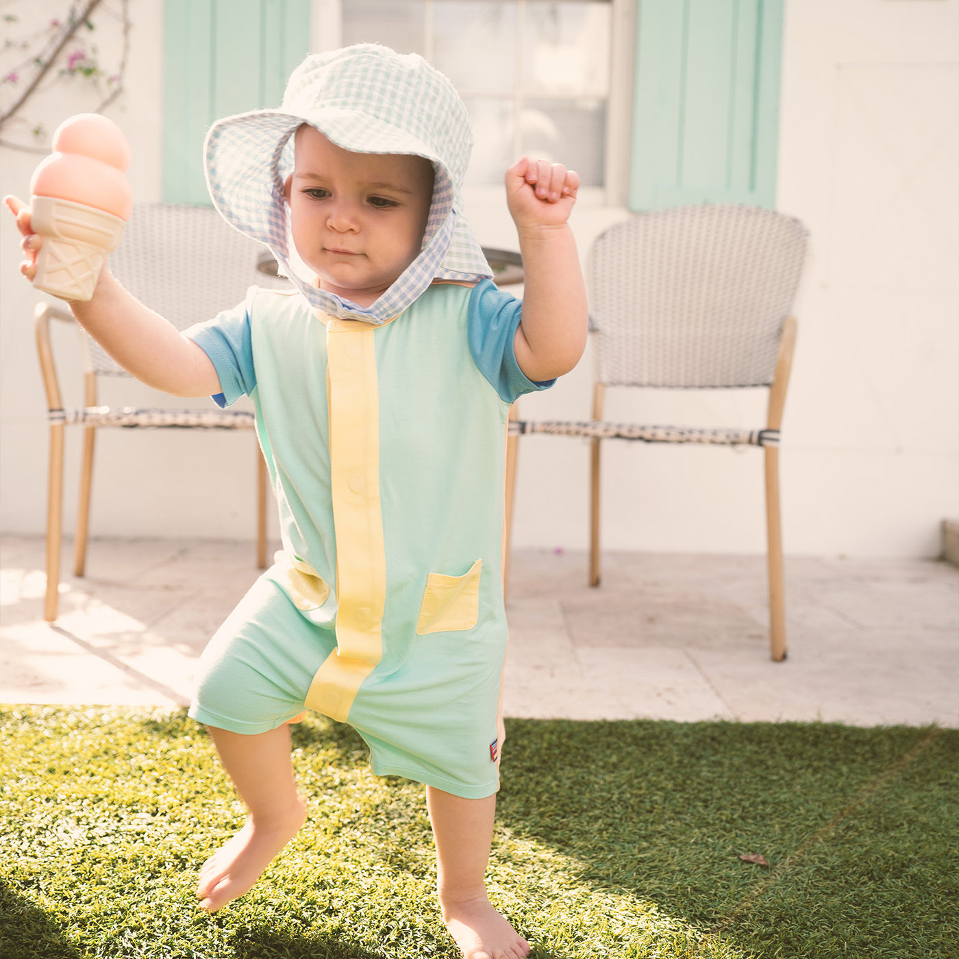 Magnetic Colorblock Short Romper