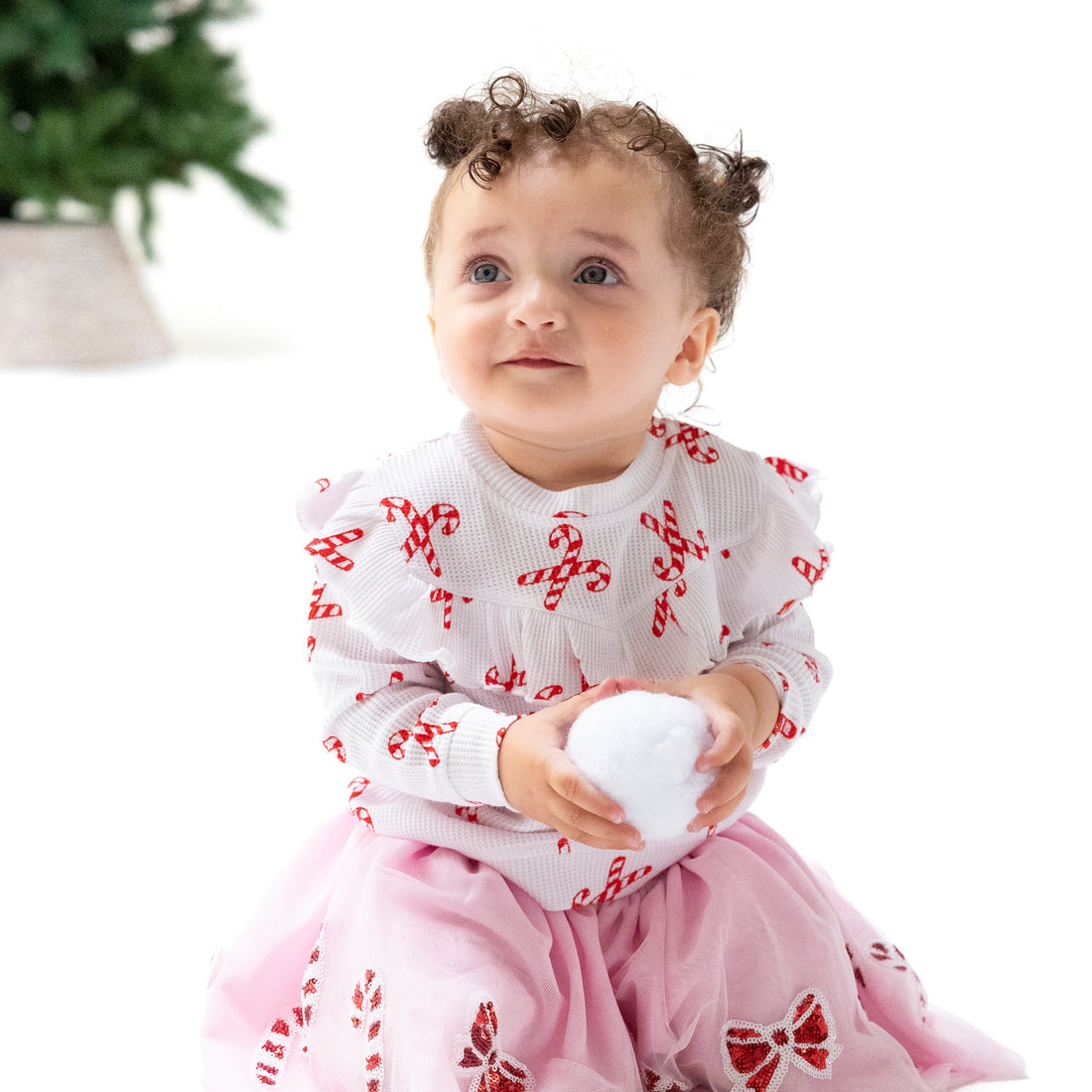 V-Ruffle Top - Candy Canes