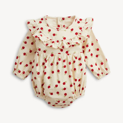 Floral Corduroy Ruffle Romper