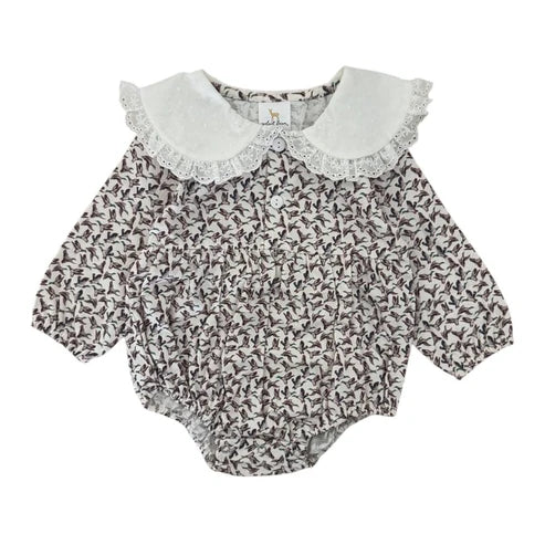 Eleanor Bubble Romper, Delta Wings Print, 100% Cotton