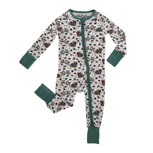 Bamboo Zipper Pajama, Mallards & Mistletoe Print