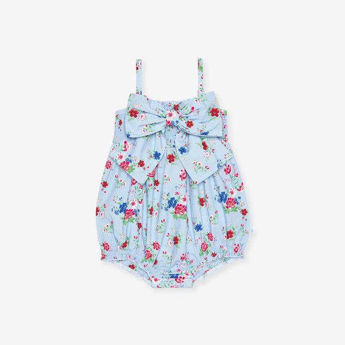 Jean Smocked Bow Bubble Romper