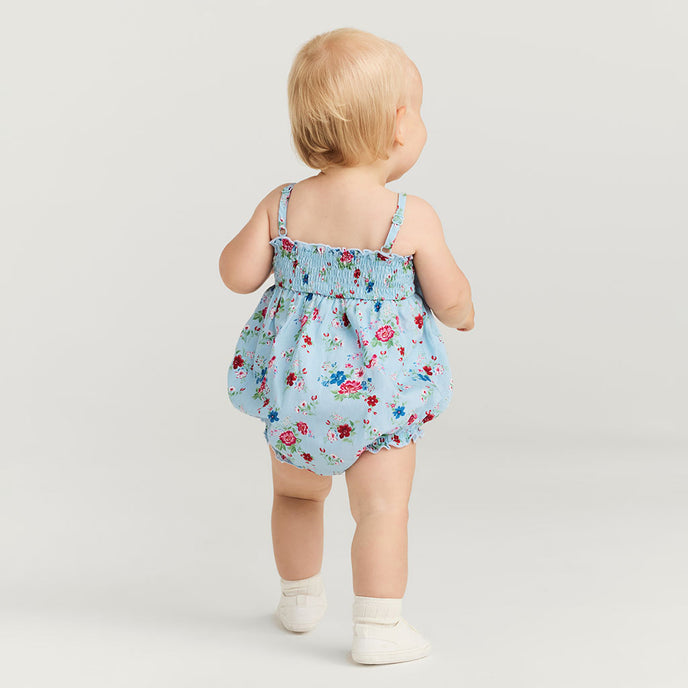 Jean Smocked Bow Bubble Romper