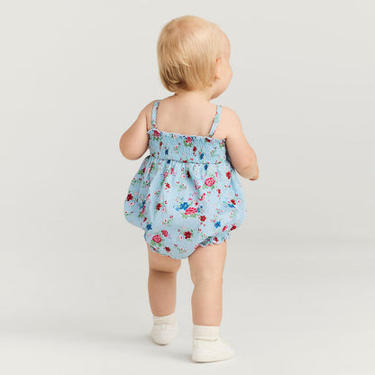 Jean Smocked Bow Bubble Romper