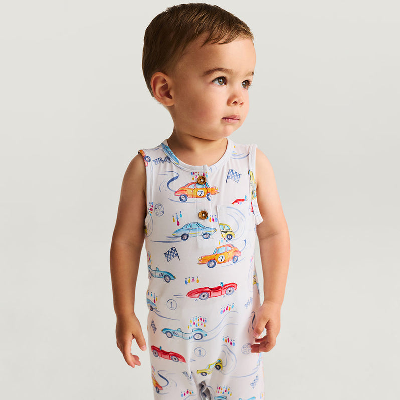 Grand Prix - Sleeveless Henley Romper