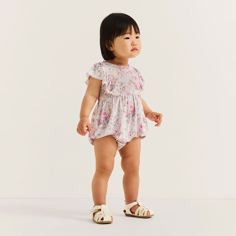 Roberta - Picot Flutter Sleeve Bubble Romper