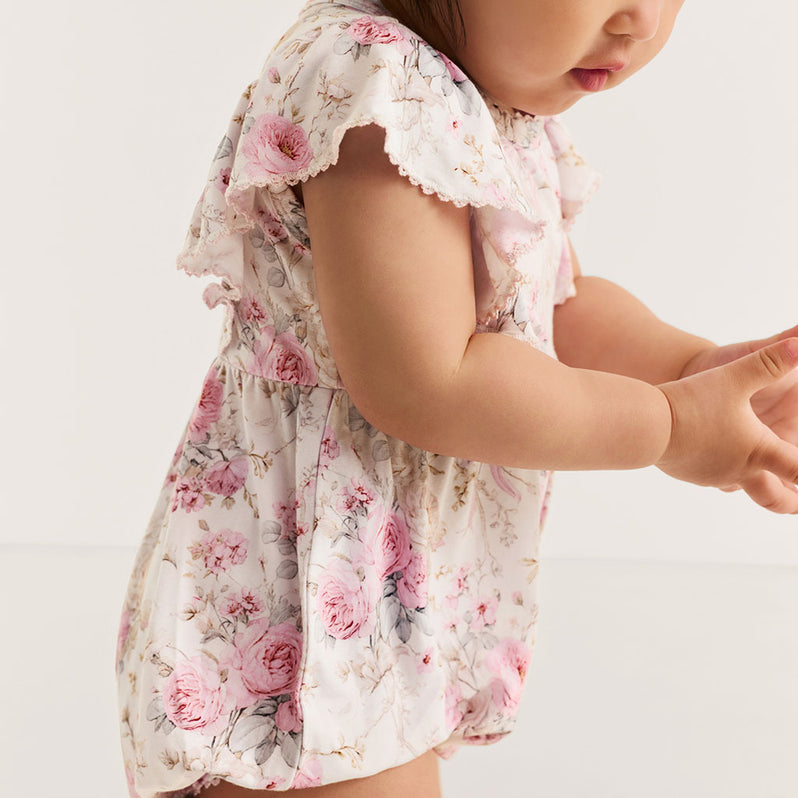 Roberta - Picot Flutter Sleeve Bubble Romper