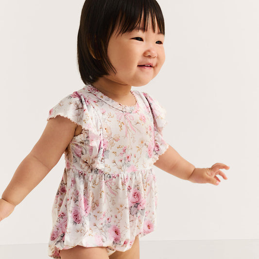 Roberta - Picot Flutter Sleeve Bubble Romper