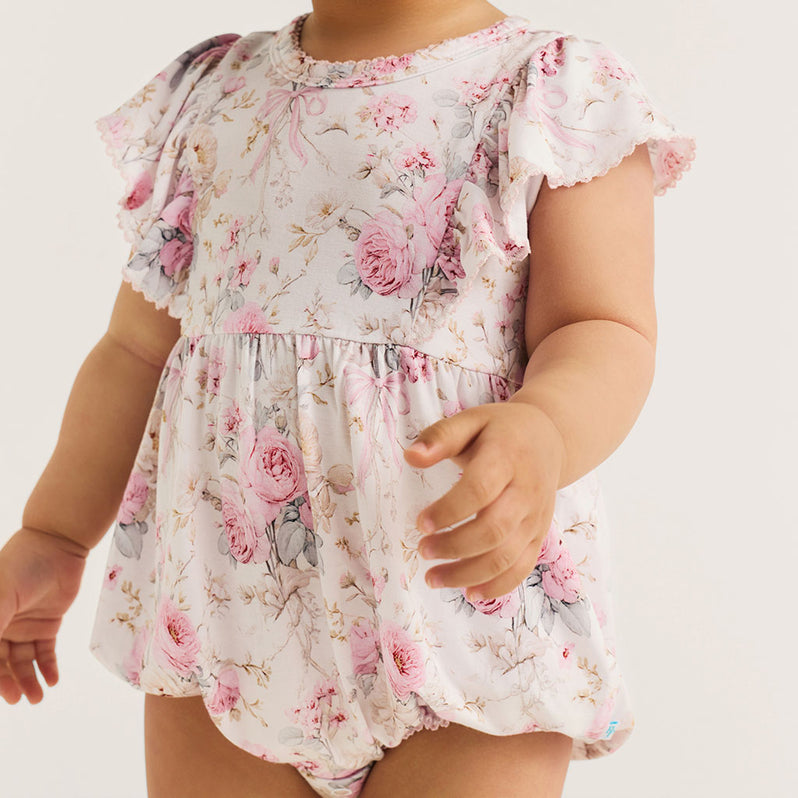 Roberta - Picot Flutter Sleeve Bubble Romper