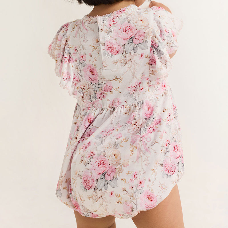 Roberta - Picot Flutter Sleeve Bubble Romper