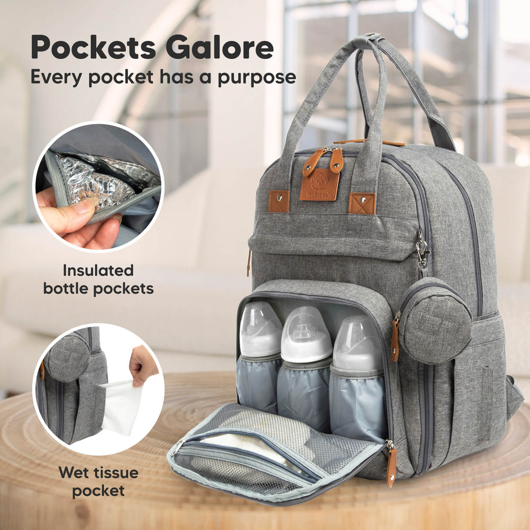 KeaBabies Rove Diaper Backpack (Classic Gray)