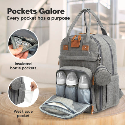 KeaBabies Rove Diaper Backpack (Classic Gray)