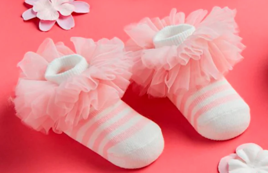 Tutu Socks - White/pink stripe